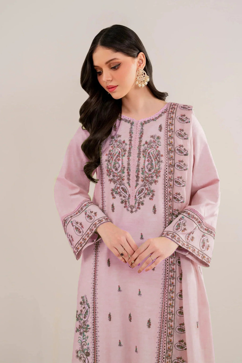 GARNET-3PC LAWN EMBROIDERED SHIRT WITH LAWN EMBROIDERED DUPATTA AND TROUSER-DPC-4713