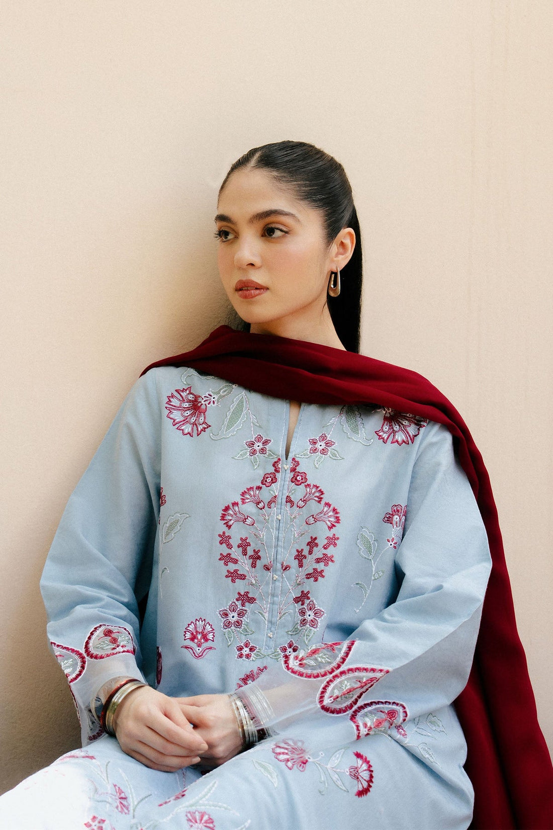 ZAHRA SHAHJAHAN-3PC DHANAK EMBROIDERED SHIRT WITH CHIFFON DUPATTA AND TROUSER DPC-4215