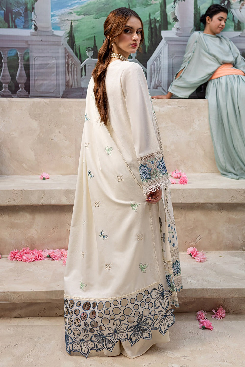 MAHNUR-3PC DHANAK LASER CUT EMB SHIRT WITH DHANAK LASERCUT EMB DUPATTA & TROUSER-DPC-38