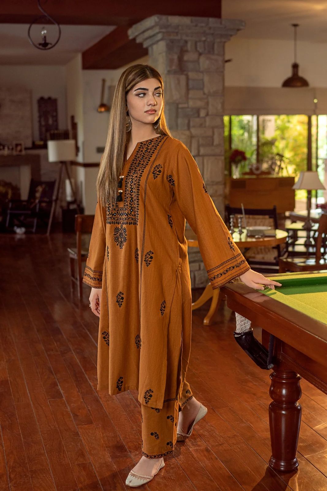 URGE-2PC DHANAK EMBROIDERED SHIRT AND EMBROIDRED TROUSER-DPC-135
