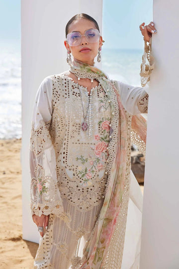 MARIA.B-3PC LAWN CHIKANKARI EMBROIDERED SHIRT WITH KHADDI NET EMB DUPATTA AND TROUSER -DPC-4562