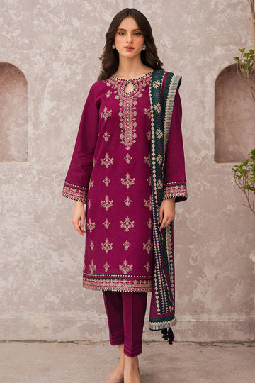 JAZMIN 3PC LAWN EMBROIDERED SHIRT WITH MONARK PRINT DUAPATTA-DPC- 3505
