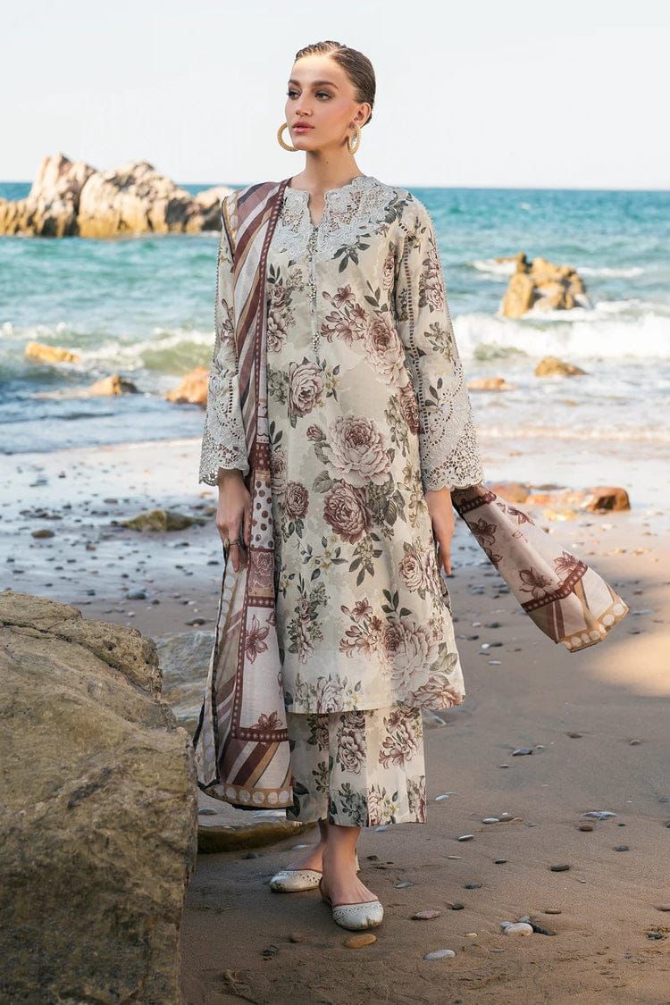 BAROUQE-3PC KARANDI PRINTED SHIRT WITH KARANDI PRINTED DUPATTA AND TROUSER-DPC-2586
