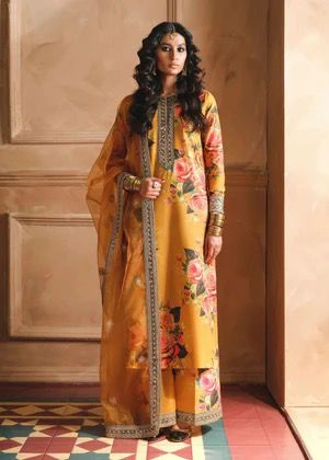 ZAINAB CHOTANI-3PC SHAMOZE SILK PRINTED EMBROIDERED SHIRT WITH SOFT SILK PRINTED EMB DUPATTA & EMB TROUSER DPC-1726