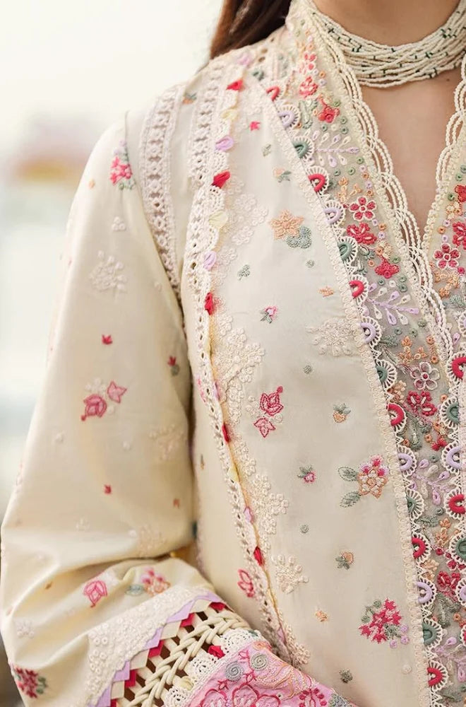 QALAMQAR-3PC DHANAK EMBROIDERED SHIRT WITH DHANAK EMBROIDERED DUPATTA AND TROUSER -DPC-4359