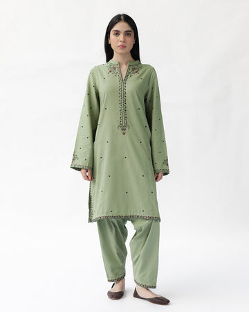 ZARA SHAH JAHAN-2PC DHANAK EMBROIDERED SHIRT WITH DHANAK EMBROIDRED SLEEVES-DPC-143