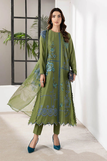 MARIA.B- 3PC LAWN EMBROIDERED SHIRT WITH PRINTED CHIFFON DUPATTA AND TROUSER-DPC-2918