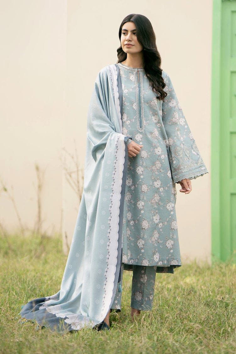 BAROUQE-3PC KARANDI PRINTED SHIRT WITH KARANDI PRINTED DUPATTA AND TROUSER-DPC-2582