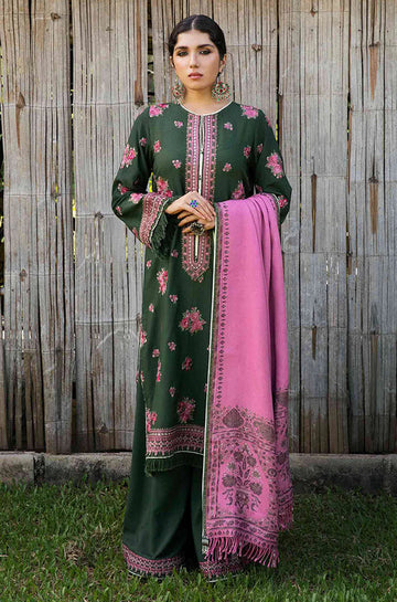 ZARA SHAH JAHAN-3PC KHADDAR EMBROIDERD SHIRT WITH COUTRAI PRINTED SHAWL AND EMB TROUSER-DPC-4144