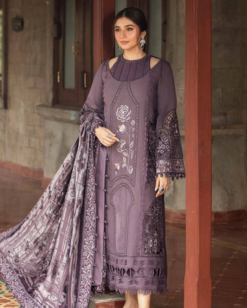 MARIA.B- 3PC LAWN EMBROIDERED SHIRT WITH KHADDI NET DUPATTA AND TROUSER -DPC-4513