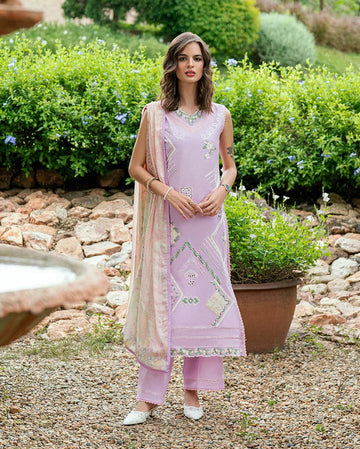 ROHENAZ- 3PC LAWN EMBROIDERED SHIRT WITH PRINTED CHIFFON DUPATTA AND TROUSER-DPC-4467