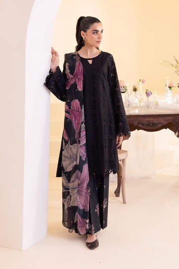 AFSANAH-3PC DHANAK EMBROIDERED SHIRT WITH DHANAK EMBROIDERED SHAWL & EMB TROUSER-DPC-4243