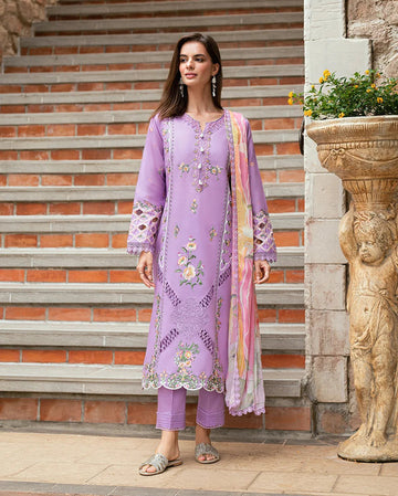 ROHENAZ- 3PC LAWN EMBROIDERED SHIRT WITH PRINTED CHIFFON DUPATTA AND TROUSER-DPC-3379