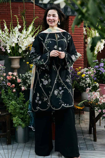 ZARA SHAH JAHAN-3PC DHANAK EMBROIDERED SHIRT WITH COURTRAI WOOL PRINTED SHAWL AND TROUSER-DPC-323