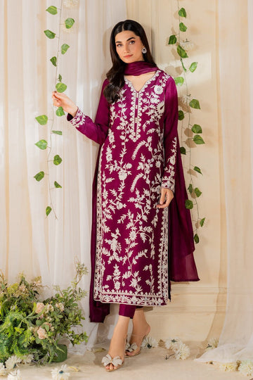 MIRANA-3PC LAWN EMBROIDERED SHIRT WITH BAMBER CHIFFON DUPATTA AND TROUSER-DPC-4720