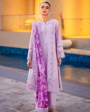 AZURE - 3PC LAWN EMBROIDERED SHIRT WITH CHIFFON PRINTED DUPATTA AND TROUSER -DPC-3214