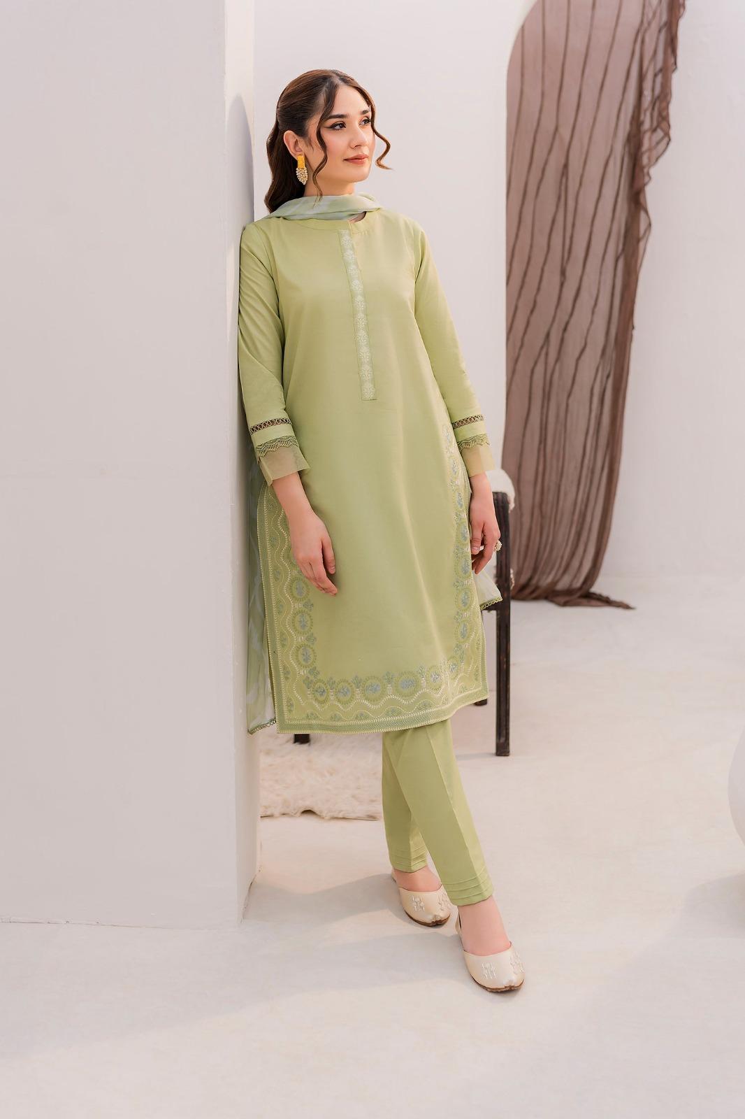 JAZMIN-3PC DHANAK EMBROIDERED SHIRT WITH COUTRAI WOOL PRINTED SHAWL & TROUSER-DPC-4028