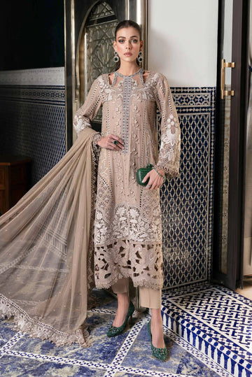MARIA.B- 3PC LAWN HEAVY EMBROIDERED SHIRT WITH CHIFFON EMB DUPATTA AND TROUSER-DPC-4038