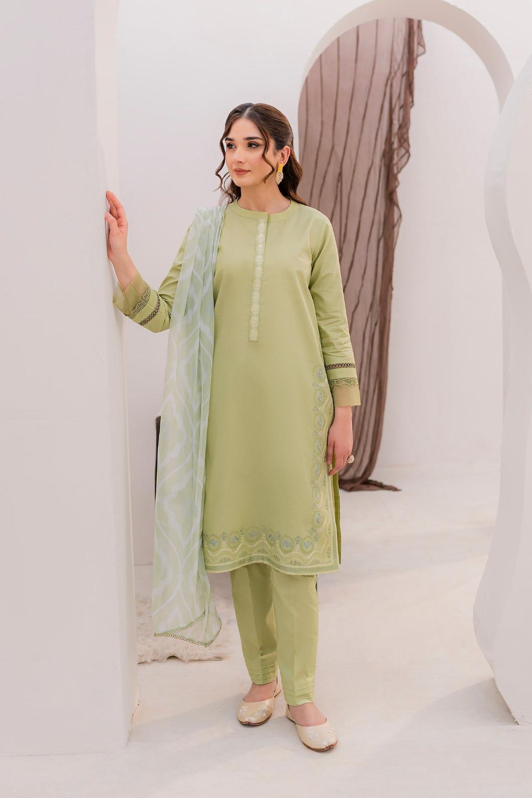 JAZMIN-3PC DHANAK EMBROIDERED SHIRT WITH COUTRAI WOOL PRINTED SHAWL & TROUSER-DPC-4028