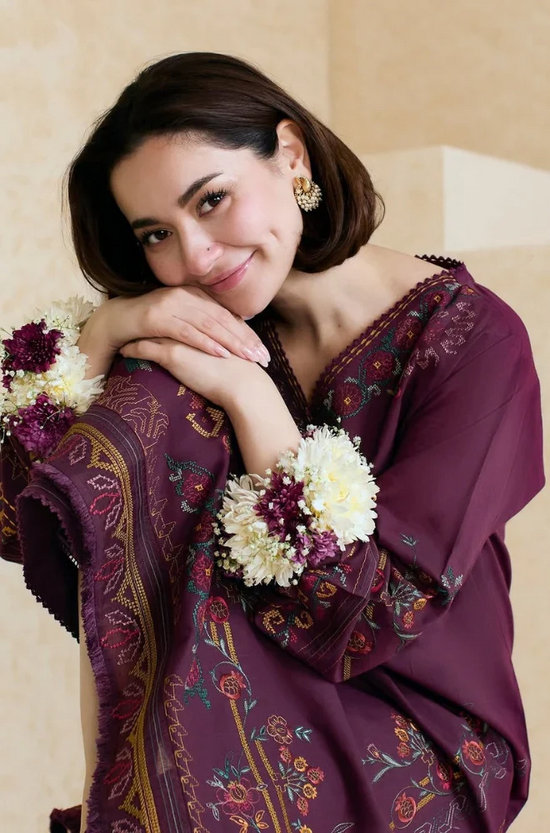 ZARA SHAHJAHAN - 3PC LAWN EMBROIDERED SHIRT WITH ORGANZA EMBROIDERED DUPATTA AND TROUSER -DPC-3826