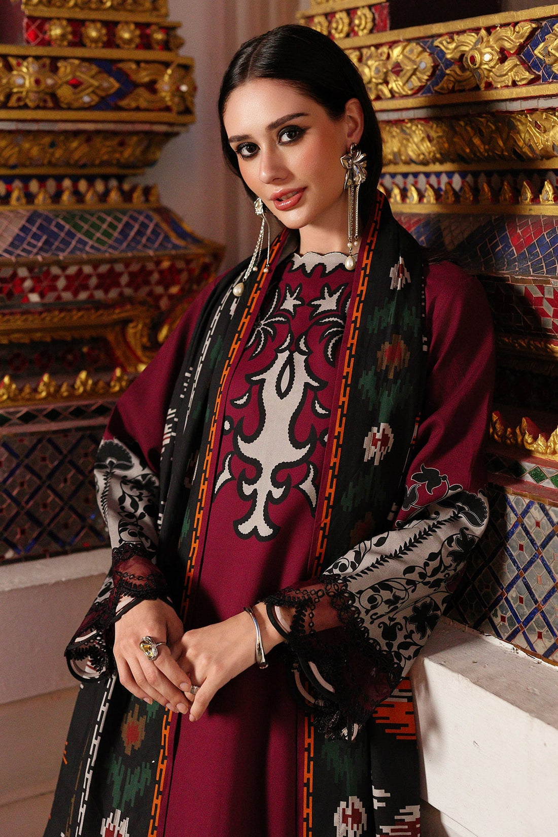 CHARIZMA-3PC KHADDAR PRINTED SHIRT WITH KHADDAR PRINTED DUPATTA AND PRINT TROUSER-DPC-