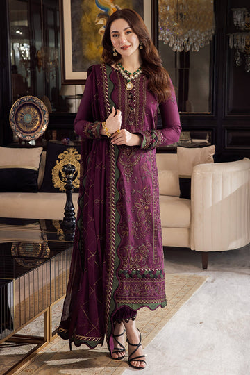 ASIM JOFA-3PC DHANAK EMBROIDERED SHIRT WITH DHANAK EMBROIDERED SHAWL & DHANAK TOUSER-DPC-4291