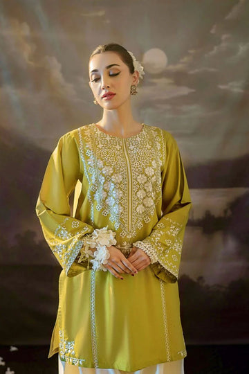 JAZMIN-2PC DHANAK EMBROIDERED SHIRT & EMBROIDERED TROUSER-DPC-2001