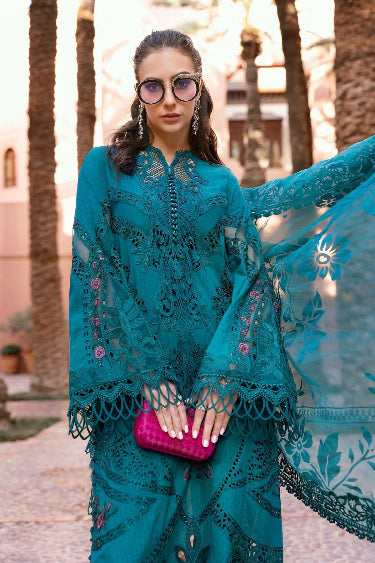 MARIA.B- 3PC LAWN EMBROIDERED SHIRT WITH PRINTED CHIFFON DUPATTA AND EMB TROUSER-DPC-3489