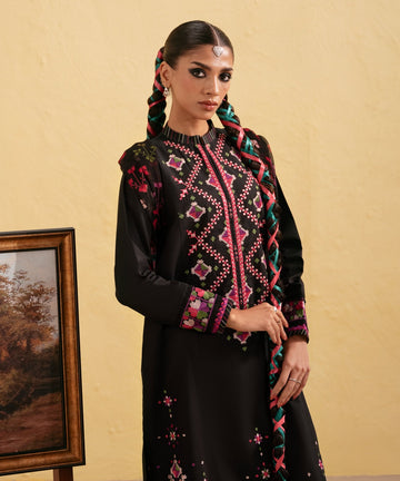 SAPPHIRE-3PC DHANAK EMBROIDERED SHIRT WITH COURTRAI PRINTED SHAWL AND TROUSER-DPC-4065