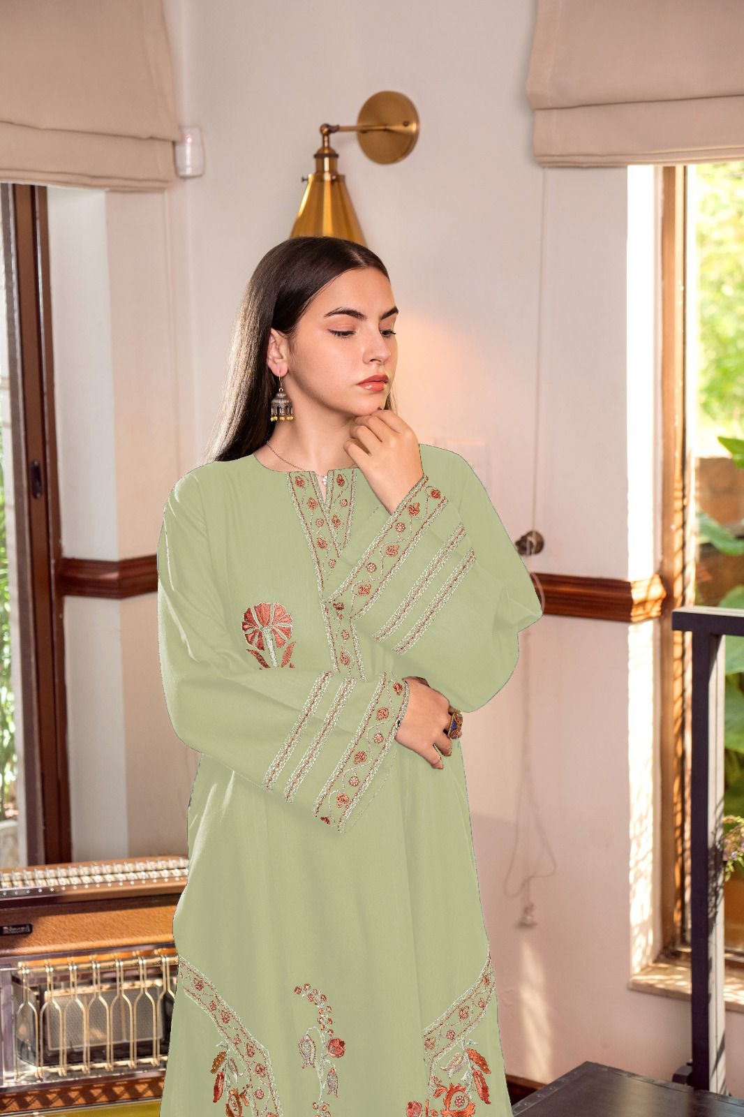 URGE-2PC LAWN EMBROIDERED SHIRT WITH LAWN EMBROIDRED TROUSER-DPC-