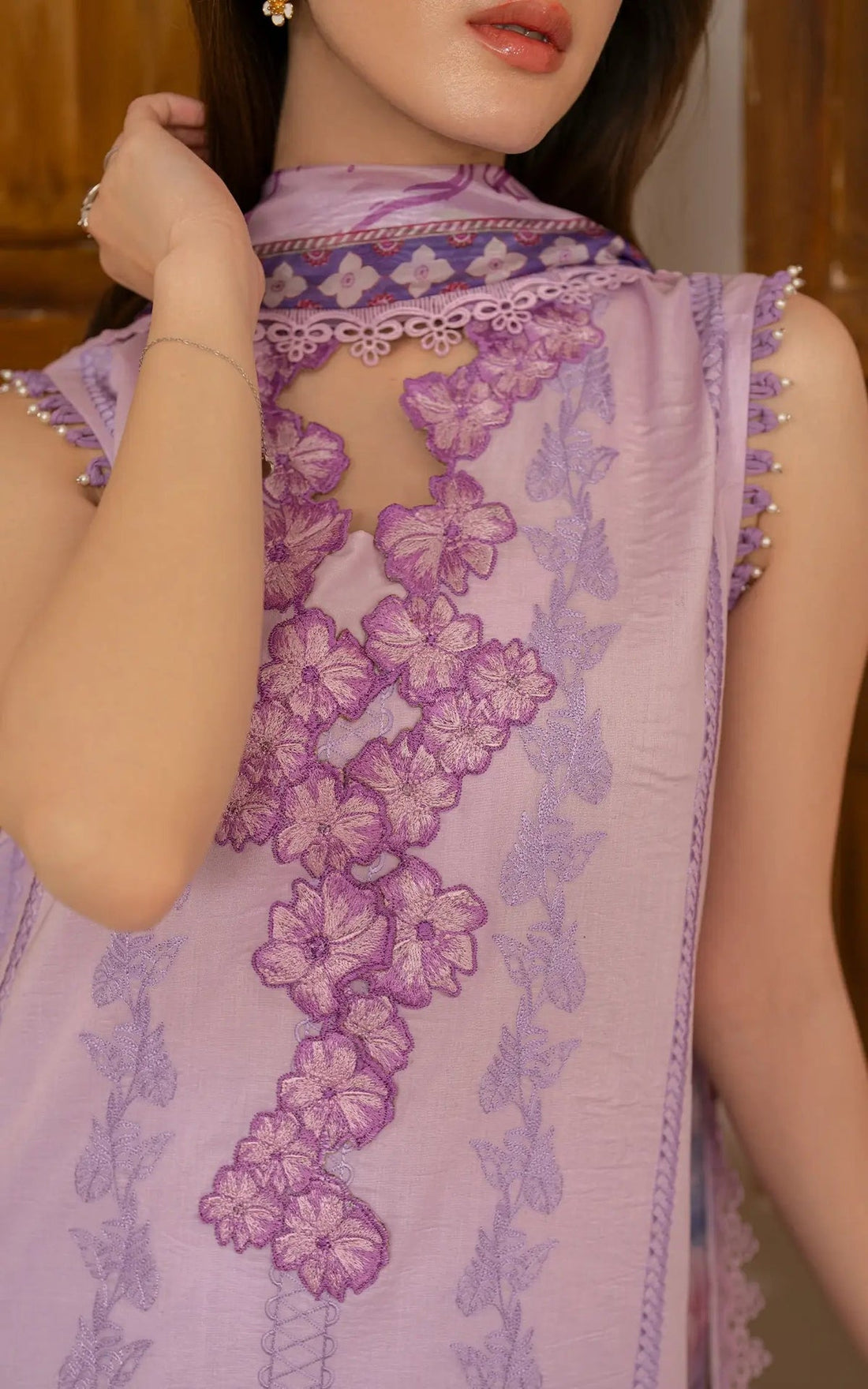 ASIFA NABEEL-3PC LAWN EMBROIDERED SHIRT WITH MONARK PRINTED DUPATTA AND TROUSER-DPC-3756