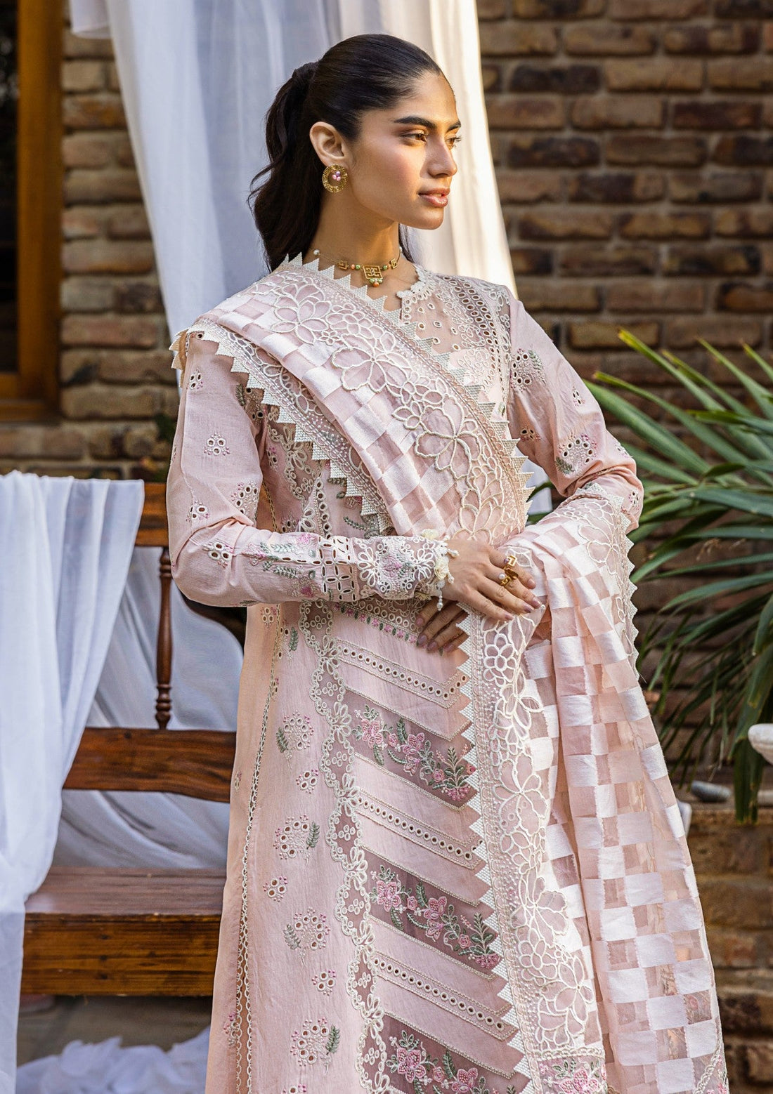 AKBAR ASLAM- 3PC LAWN HEAVY EMBROIDERED SHIRT WITH KHADDI NET DUPATTA AND TROUSER-DPC-4027