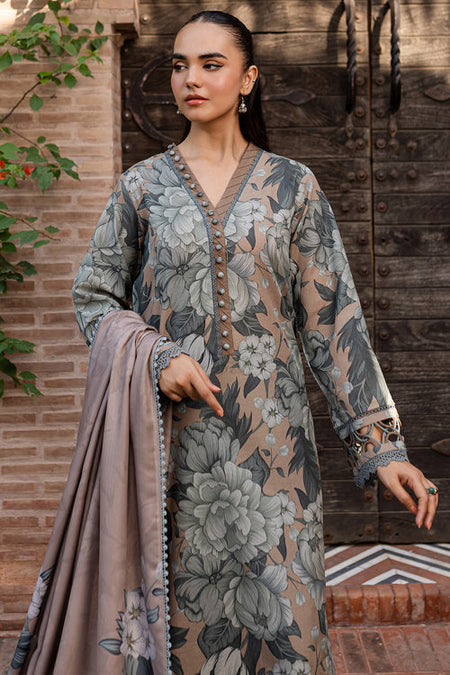 BAROQUE-3PC KHADDAR PRINTED SHIRT WITH KHADDAR PRINTED DUPATTA AND PRINT TROUSER-DPC-2641