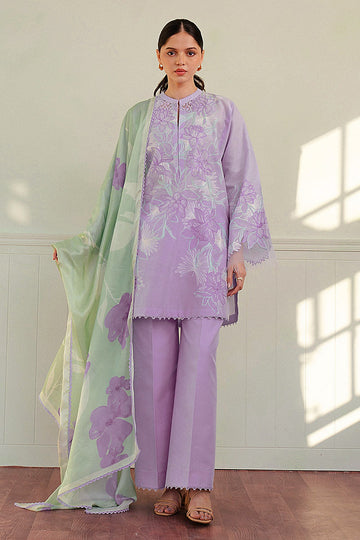 ZARA SHAHJAHAN-3PC DHANAK EMBROIDERED SHIRT WITH WOOL PRINTED SHAWL AND TROUSER-DPC-26