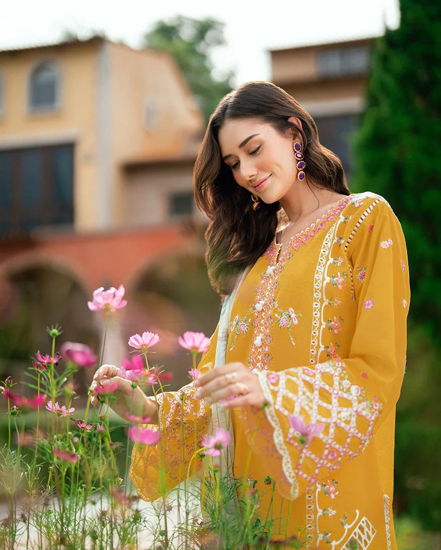 ROHENAZ- 3PC LAWN EMBROIDERED SHIRT WITH PRINTED CHIFFON DUPATTA AND TROUSER-DPC-3361