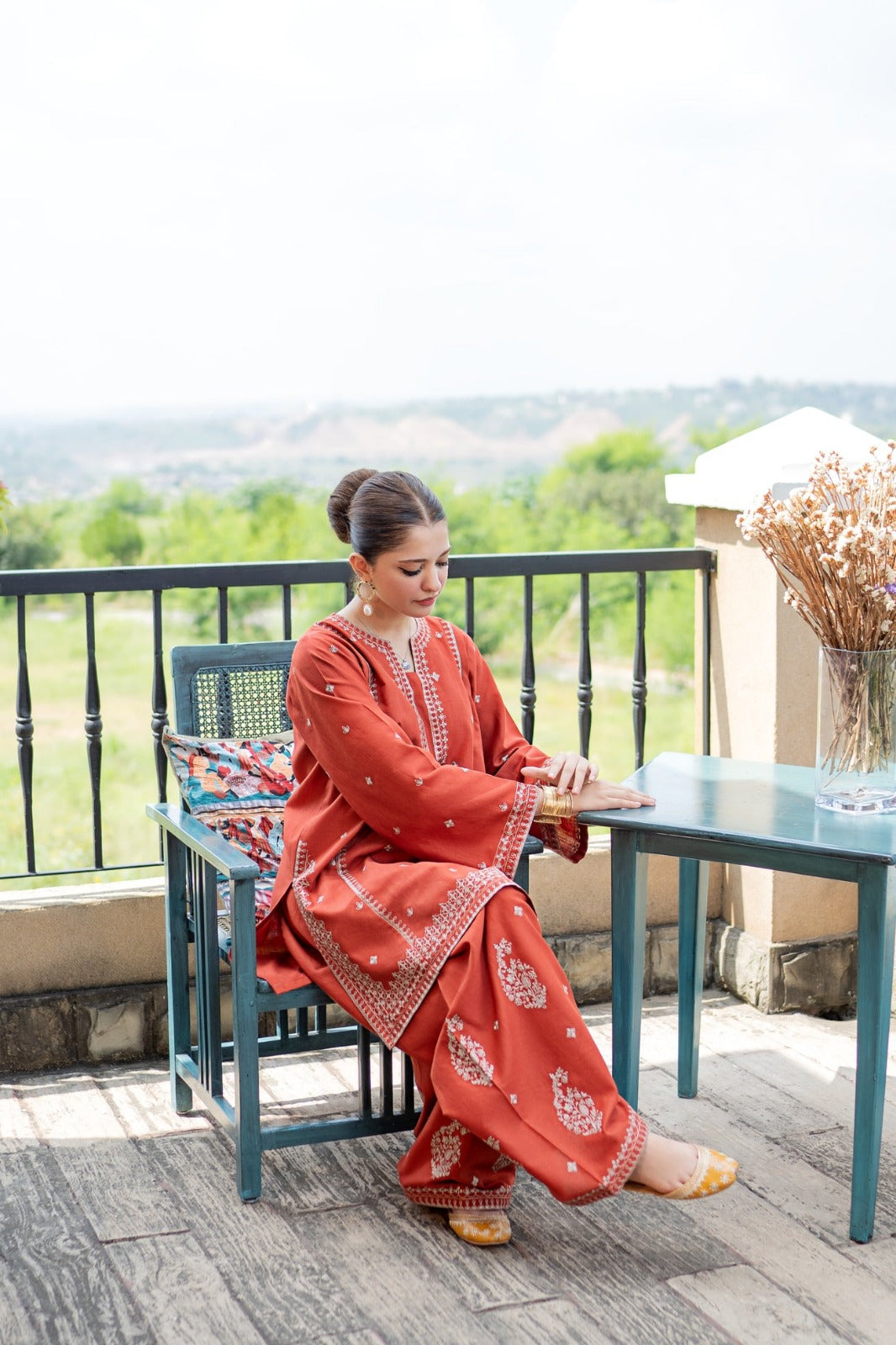 URGE-2PC DHANAK EMBROIDERED SHIRT WITH DHANAK EMBROIDERED TROUSER-DPC-3126