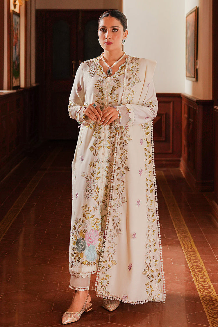 CROSS STITCH-3PC DHANAK EMBROIDERED SHIRT WITH DHANAK EMBROIDERED SHAWL AND TROUSER DPC-4161