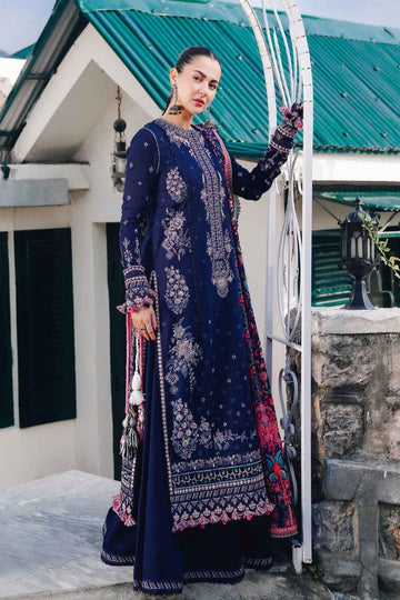 ASIM JOFA-3PC DHANAK EMBROIDERED SHIRT WITH DHANAK EMBROIDERED SHAWL AND TROUSER -DPC-93