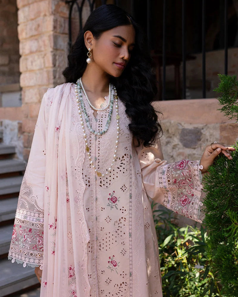QALAMQAR - 3PC LAWN EMBROIDERED SHIRT WITH KHADDI NET DUPATTA AND TROUSER -DPC-4234