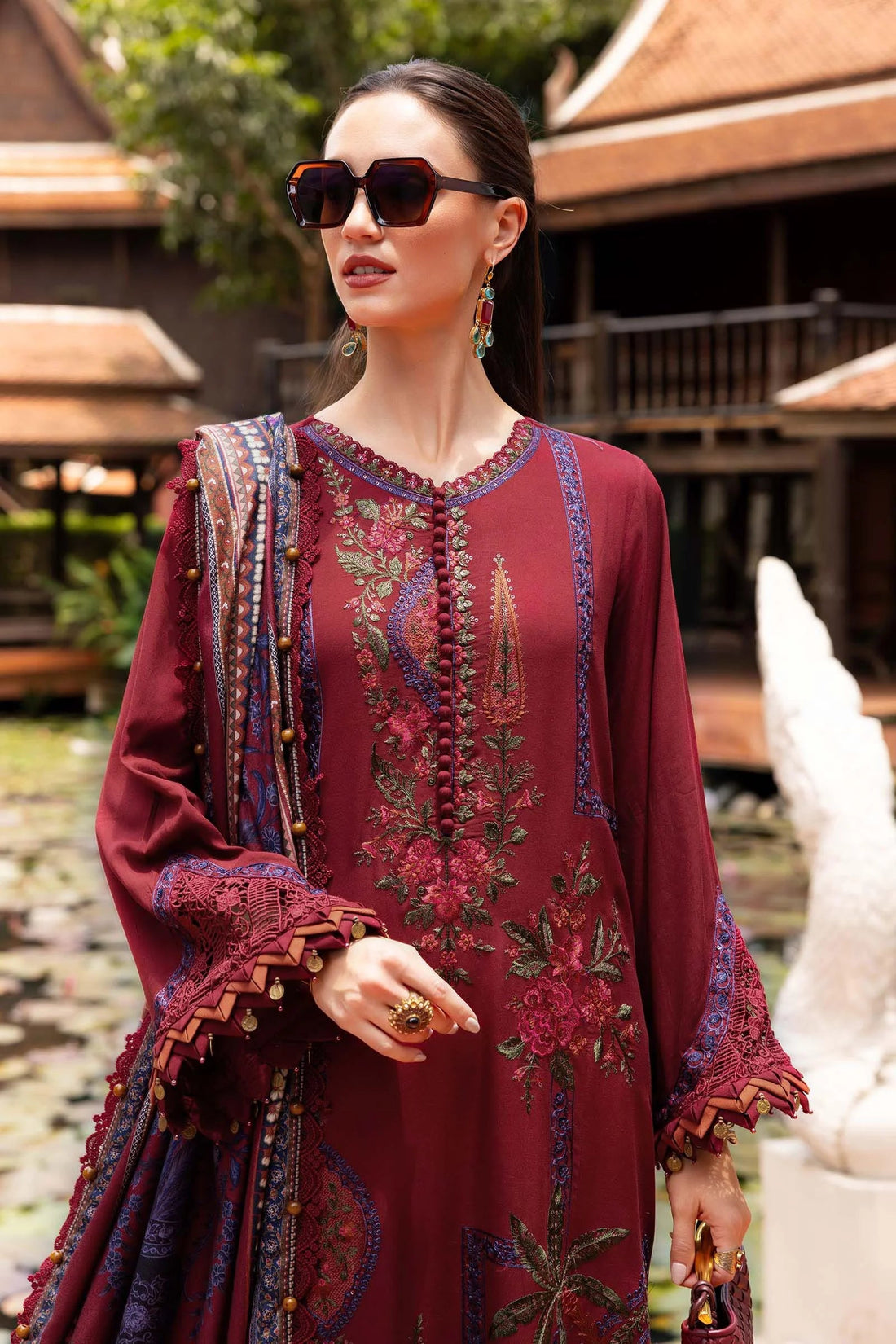 MARIA B- 3PC LAWN EMBROIDERED SHIRT WITH SLUB MUNAAR DUPATTA AND TROUSER-DPC-3266