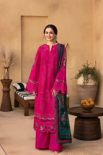 MARIA.B-3PC DHANAK EMBROIDERED SHIRT WITH COURTRAI PRINT SHAWL AND TROUSER-DPC-17