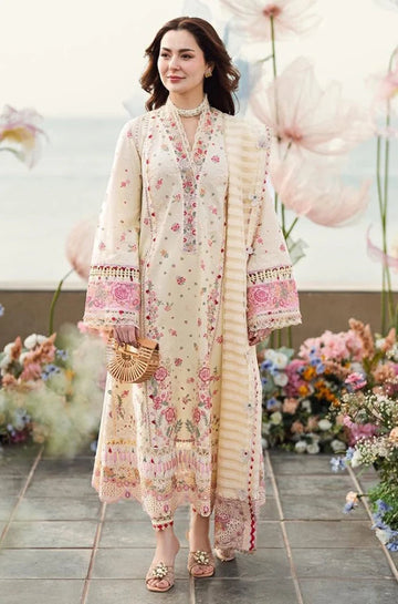 QALAMQAR-3PC DHANAK EMBROIDERED SHIRT WITH DHANAK EMBROIDERED DUPATTA AND TROUSER -DPC-4359