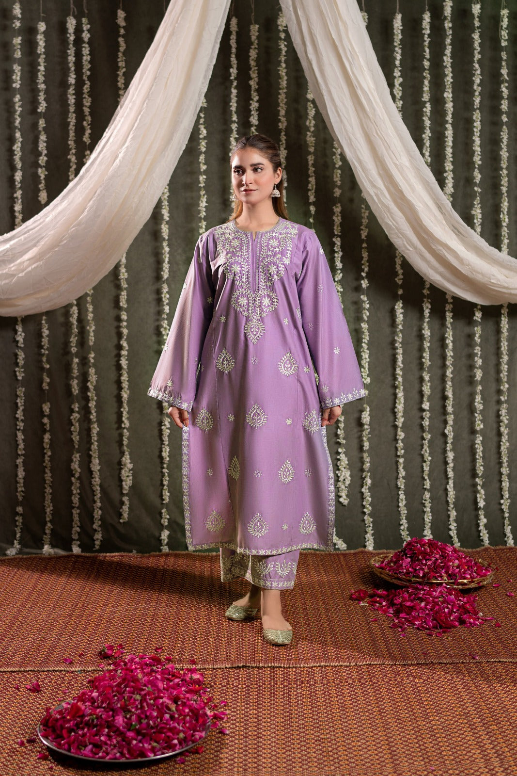 URGE-2PC DHANAK EMBROIDERED SHIRT AND EMBROIDRED SLEEVES-DPC-117