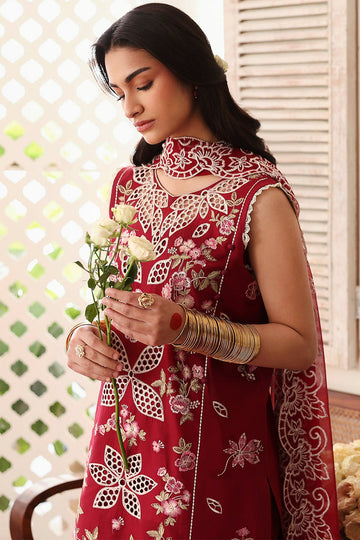 MAHNUR-3PC LAWN EMBROIDERED SHIRT WITH KHADDI NET EMBROIDERED DUPATTA AND TROUSER-DPC-4537