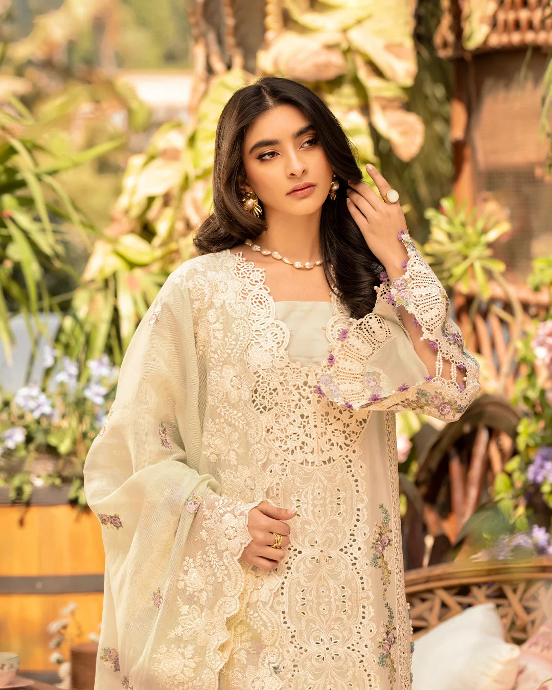 ELAF- 3PC LAWN Chikankari EMBROIDERED SHIRT WITH LAWN EMBROIDERED DUPATTA AND TROUSER-DPC-2247
