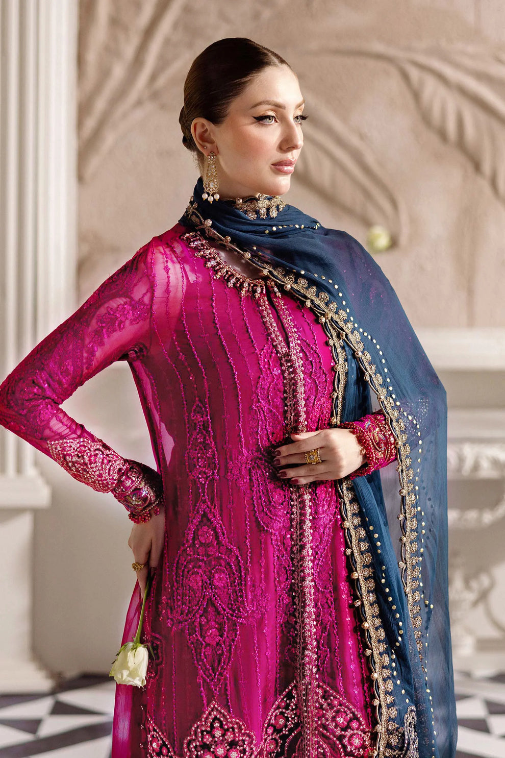 MARIA.B - 3PC LAWN EMBROIDERED SHIRT WITH KHADDI NET DUPATTA AND TROUSER -DPC-4389