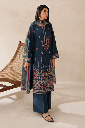 BEECHTREE-3PC DHANAK EMBROIDERED SHIRT WITH COURTRAI WOOL PRINTED SHAWL AND TROUSER -DPC-4310