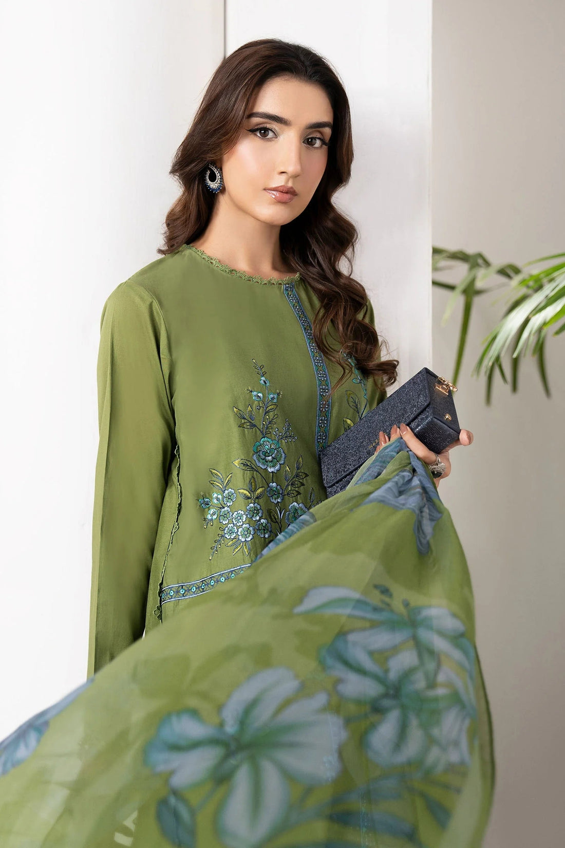 MARIA.B- 3PC LAWN EMBROIDERED SHIRT WITH PRINTED CHIFFON DUPATTA AND TROUSER-DPC-2918