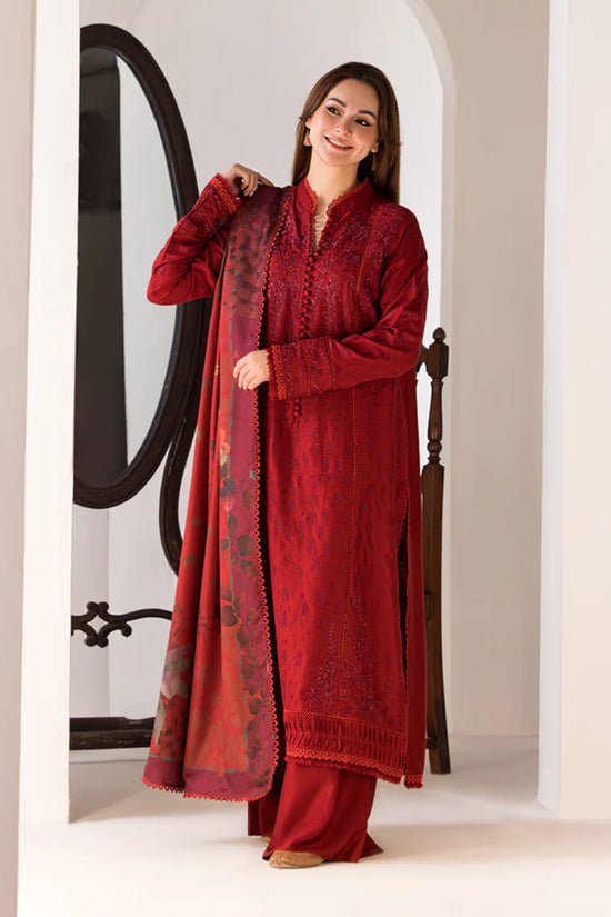 SOBIA NAZIR-3PC DHANAK EMBROIDERED SHIRT WITH COURTRAI PRINTED SHAWL AND TROUSER-DPC-4026
