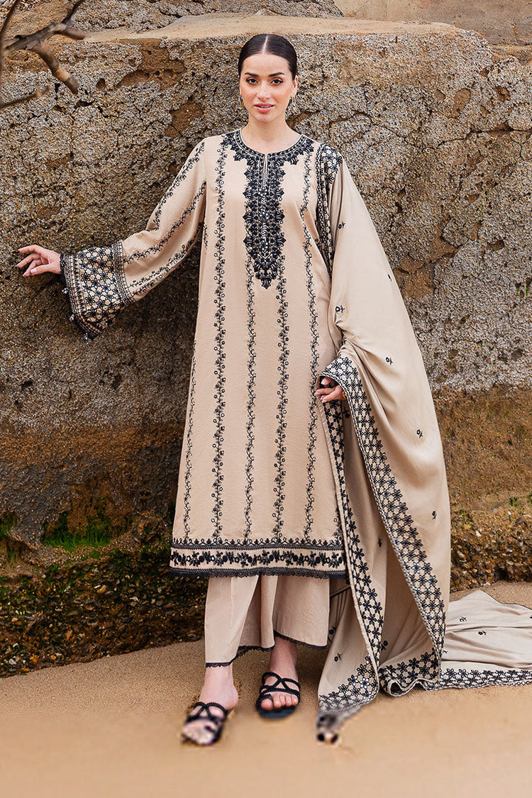 CROSS STITCH-3PC DHANAK EMBROIDERED SHIRT WITH DHANAK EMBROIDERED SHAWL AND TROUSER DPC-4337
